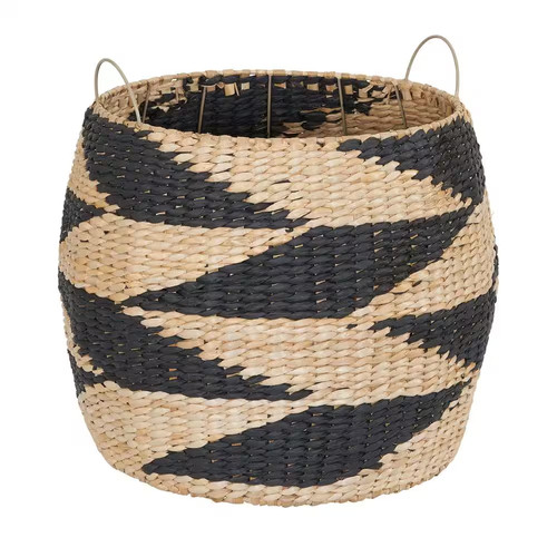 Black and natural large woven - black,